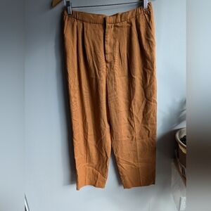 Zara Trouser Pants Camal Tan Womens size S Wide Leg Office Carrier High Waisted